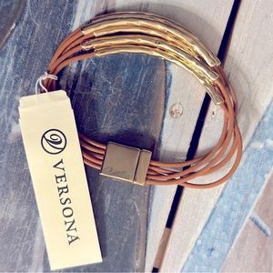 Versona Multi-strand Leather Wrap Magnetic Clasp Bracelet